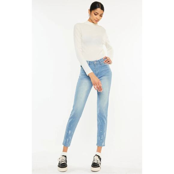 Kancan Jolene High Rise Ankle Skinny Jeans Size 27 Fading, Distress Splatter - Picture 1 of 13